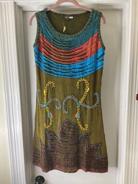 NWT KPC Embroidered Handmade Tank Dress Size XXL Bohemian Hippie Eclectic